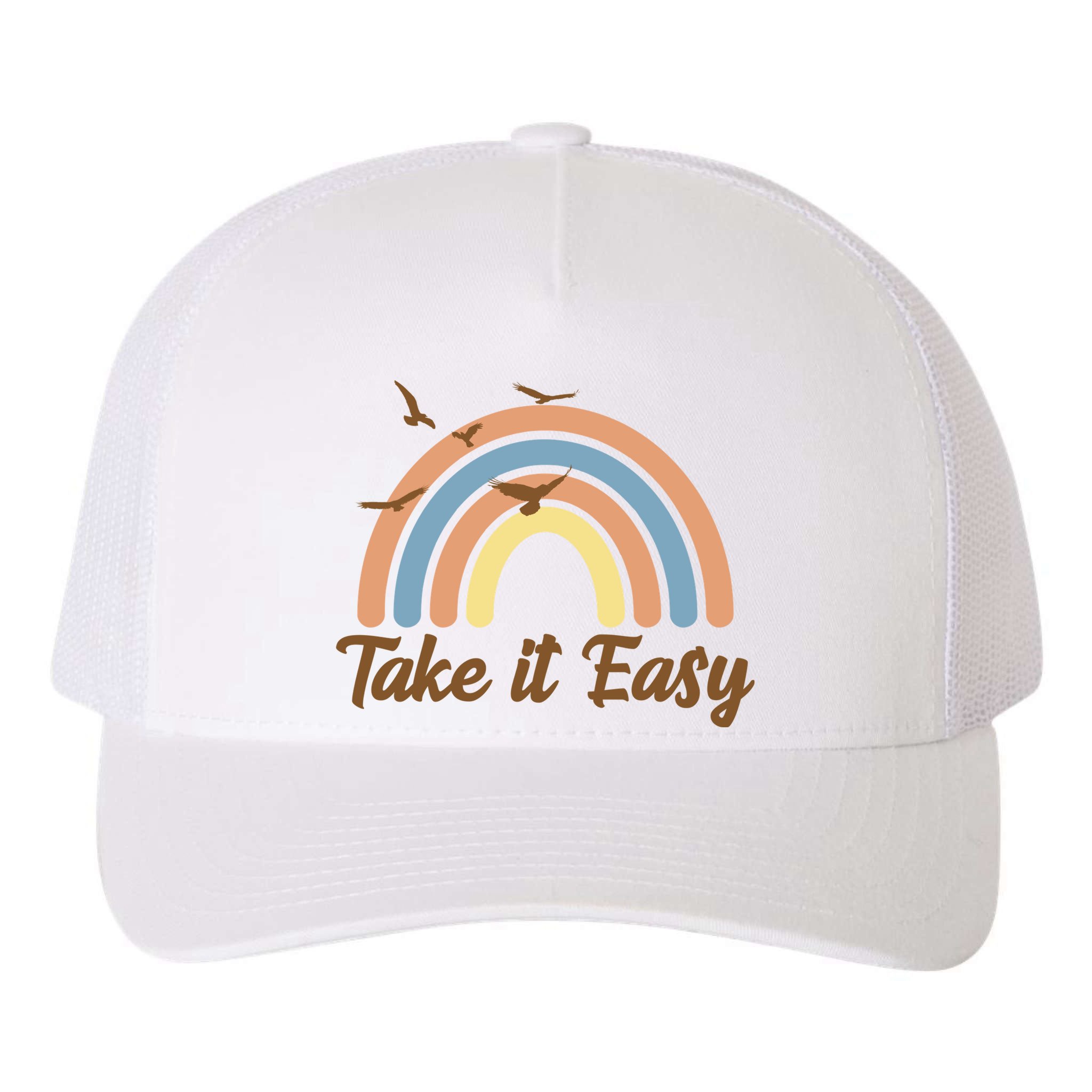 Take It Easy Rainbow Mental Health Yupoong Adult 5-Panel Trucker Hat
