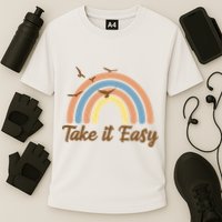 Take It Easy Rainbow Mental Health Cooling Performance Crew T-Shirt