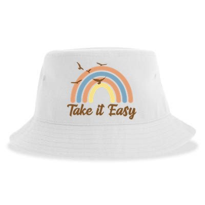 Take It Easy Rainbow Mental Health Sustainable Bucket Hat