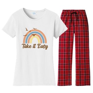 Take It Easy Rainbow Mental Health Women's Flannel Pajama Set