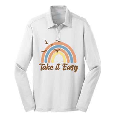 Take It Easy Rainbow Mental Health Silk Touch Performance Long Sleeve Polo