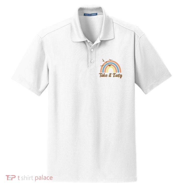 Take It Easy Rainbow Mental Health Dry Zone Grid Polo