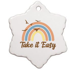 Take It Easy Rainbow Mental Health Ceramic Star Ornament