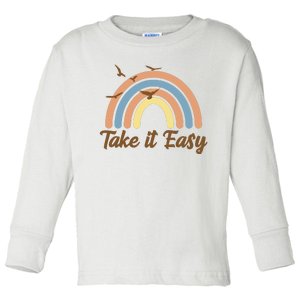 Take It Easy Rainbow Mental Health Toddler Long Sleeve Shirt