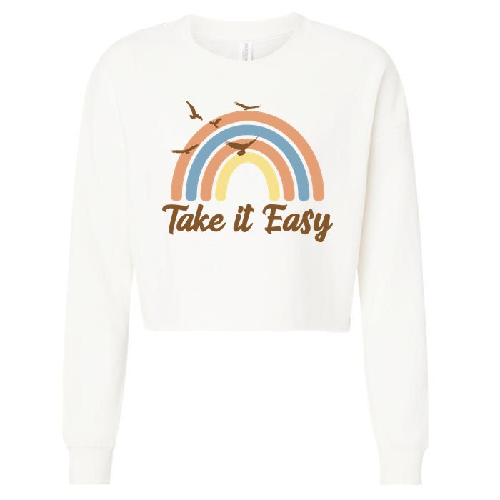 Take It Easy Rainbow Mental Health Cropped Pullover Crew