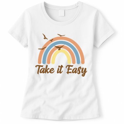 Take It Easy Rainbow Mental Health Womens T-Shirt