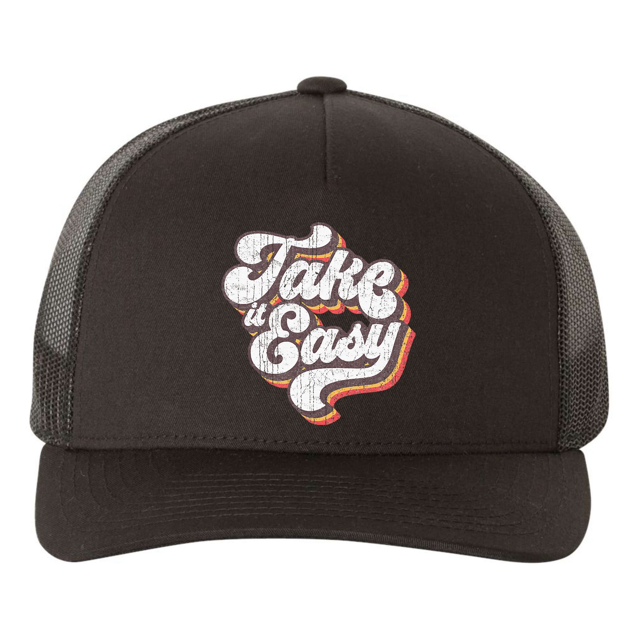 Take it Easy 70s Outfits for Vintage Aesthetic Yupoong Adult 5-Panel Trucker Hat