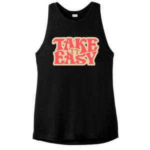 Take It Easy Retro Quote Ladies PosiCharge Tri-Blend Wicking Tank