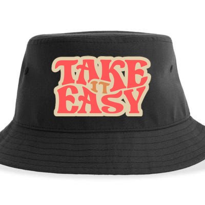 Take It Easy Retro Quote Sustainable Bucket Hat