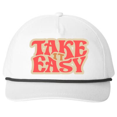 Take It Easy Retro Quote Snapback Five-Panel Rope Hat