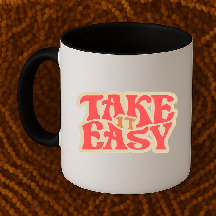 Take It Easy Retro Quote Mug