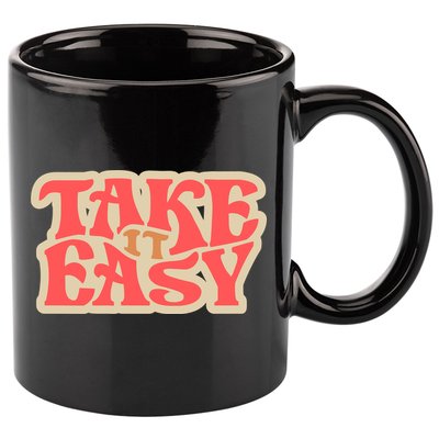 Take It Easy Retro Quote 11oz C Handle Ceramic Mug
