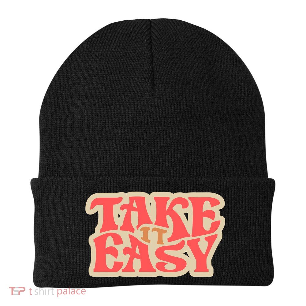 Take It Easy Retro Quote Beanie
