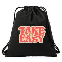 Take It Easy Retro Quote Drawstring Bag