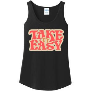 Take It Easy Retro Quote Ladies Essential Tank