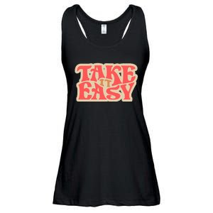 Take It Easy Retro Quote Ladies Essential Flowy Tank