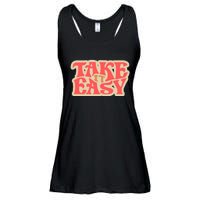 Take It Easy Retro Quote Ladies Essential Flowy Tank