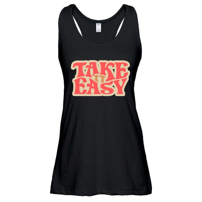 Take It Easy Retro Quote Ladies Essential Flowy Tank