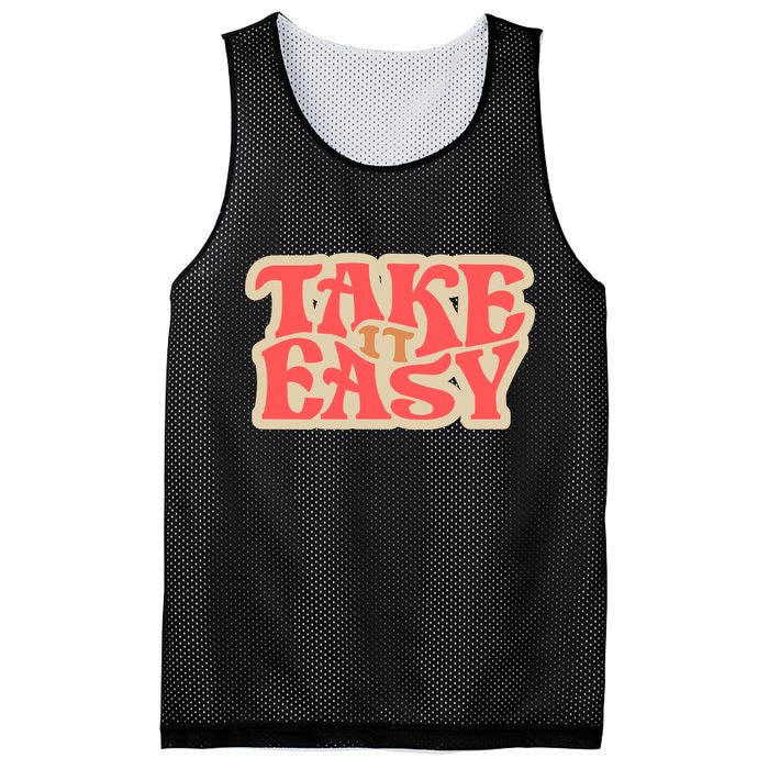 Take It Easy Retro Quote Mesh Reversible Basketball Jersey Tank