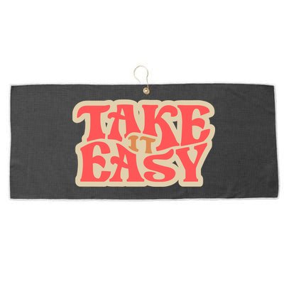 Take It Easy Retro Quote Large Microfiber Waffle Golf Towel