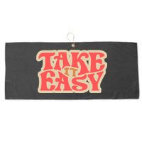 Take It Easy Retro Quote Large Microfiber Waffle Golf Towel