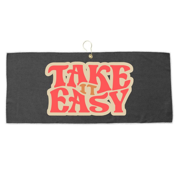 Take It Easy Retro Quote Large Microfiber Waffle Golf Towel