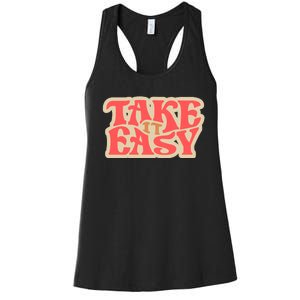 Take It Easy Retro Quote Women's Racerback Tank