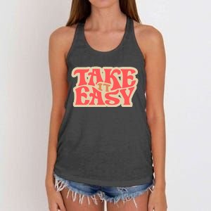 Take It Easy Retro Quote Women's Knotted Racerback Tank