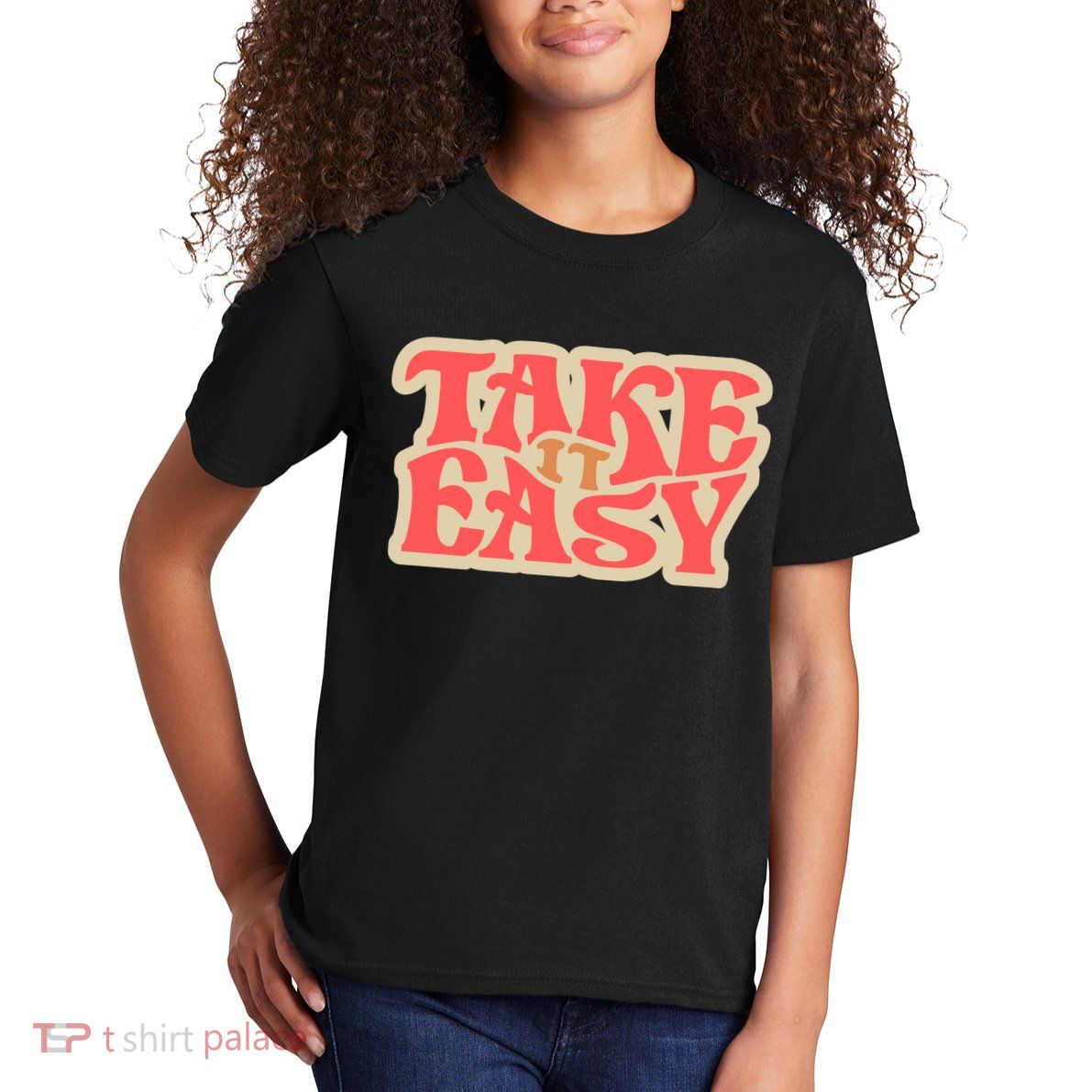 Take It Easy Retro Quote Kids T-Shirt