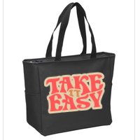 Take It Easy Retro Quote Zip Tote Bag