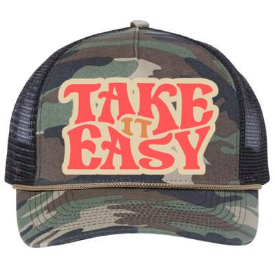 Take It Easy Retro Quote Retro Rope Trucker Hat Cap