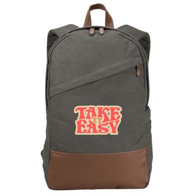 Take It Easy Retro Quote Cotton Canvas Backpack