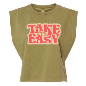 Take It Easy Retro Quote Garment-Dyed Women's Muscle Tee