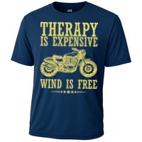 Therapy Is Expensive Wind Is Free Motorcycle Biker Cooling Performance Crew T-Shirt