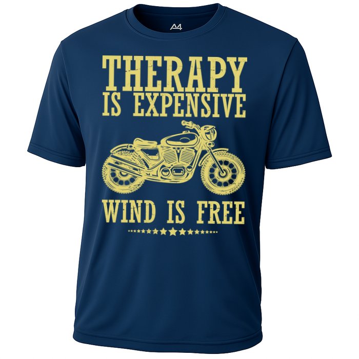 Therapy Is Expensive Wind Is Free Motorcycle Biker Cooling Performance Crew T-Shirt