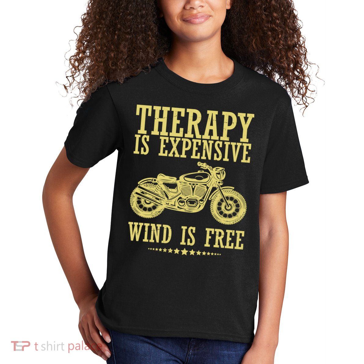 Therapy Is Expensive Wind Is Free Motorcycle Biker Kids T-Shirt