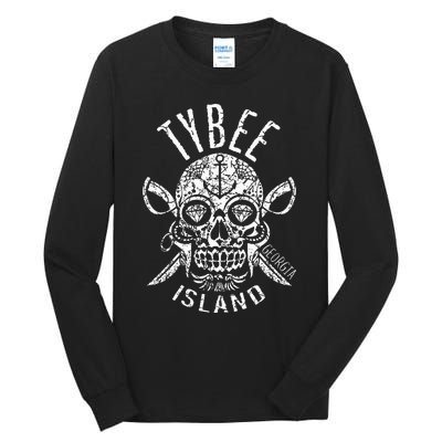 Tybee Island Florida Halloween Sugar Skull Souvenir Tall Long Sleeve T-Shirt