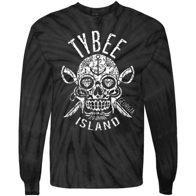 Tybee Island Florida Halloween Sugar Skull Souvenir Tie-Dye Long Sleeve Shirt