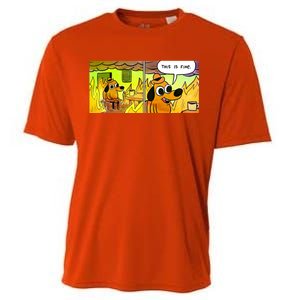 This Is Fine Meme Shirt Cooling Performance Crew T-Shirt