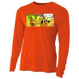 This Is Fine Meme Shirt Cooling Performance Long Sleeve Crew