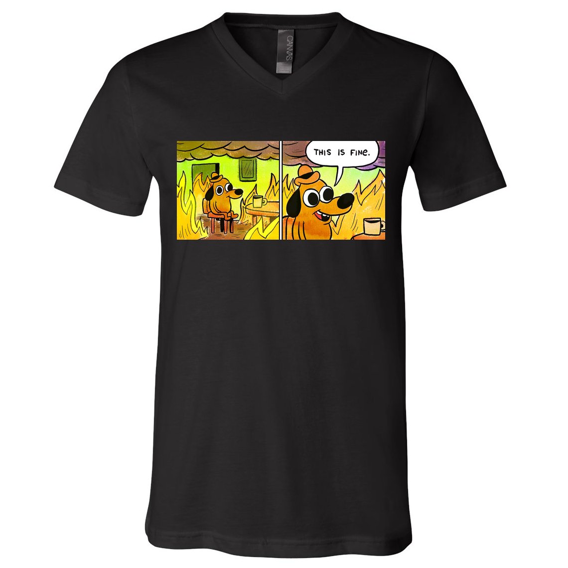 This Is Fine Meme Shirt V-Neck T-Shirt