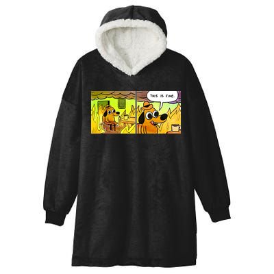 This Is Fine Meme Shirt Hooded Wearable Blanket