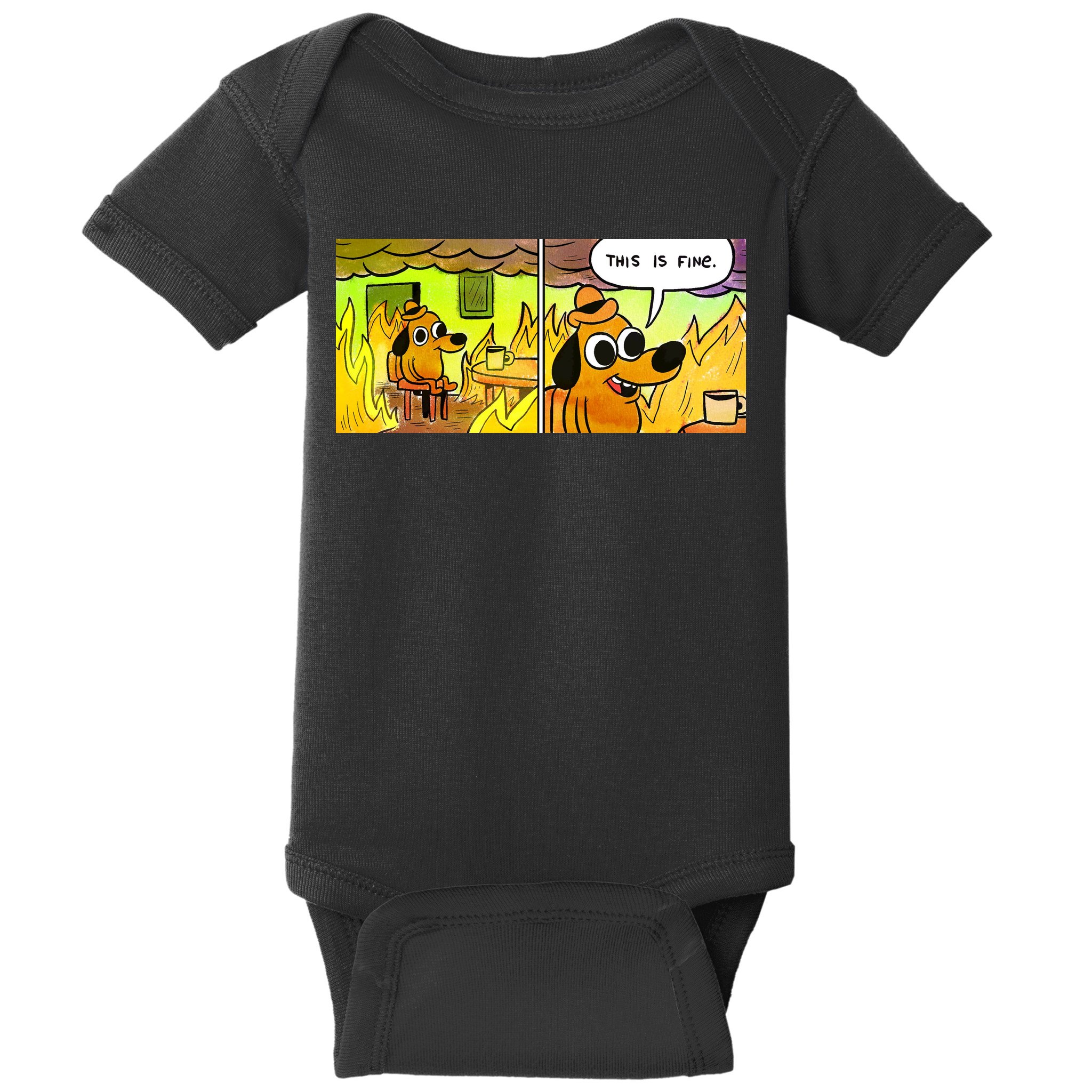 This Is Fine Meme Shirt Baby Bodysuit