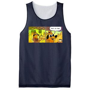 This Is Fine Meme Shirt Mesh Reversible Basketball Jersey Tank