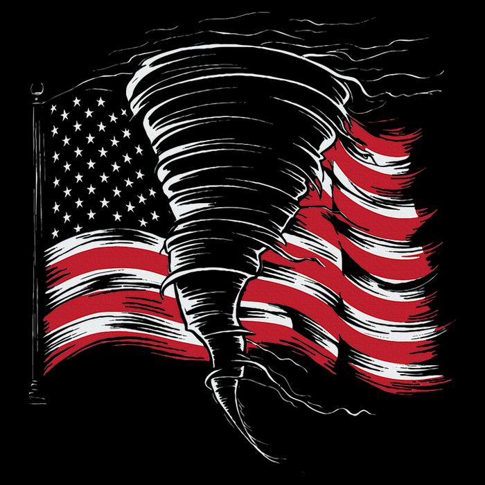 Tornado In Front Of Us Flag 7-Panel Snapback Hat