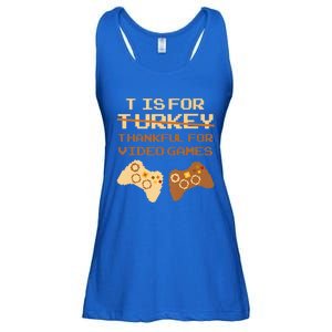 T Is For Thankful For Video Games Thanksgiving Turkey Funny Gift Ladies Essential Flowy Tank