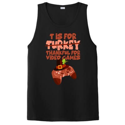 T Is For Thankful For Video Games Thanksgiving Turkey Gamer Great Gift PosiCharge Competitor Tank