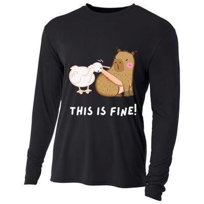 This Is Fine Capybara Design For Animal Lovers And Humor Cooling Performance Long Sleeve Crew