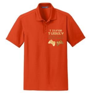 T Is For Thankful For Video Games Thanksgiving Turkey Funny Cute Gift Dry Zone Grid Polo