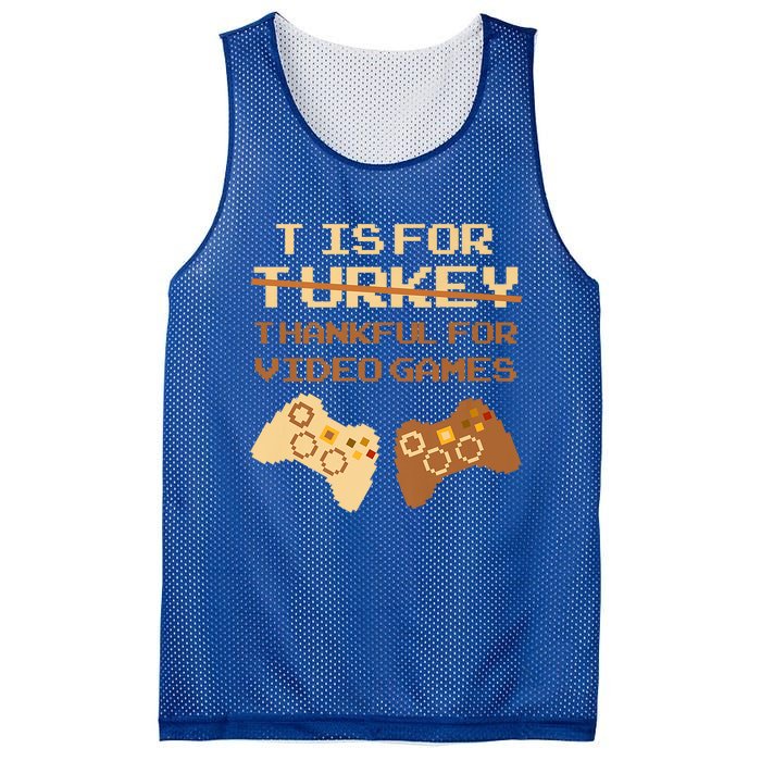 T Is For Thankful For Video Games Thanksgiving Turkey Funny Cute Gift Mesh Reversible Basketball Jersey Tank